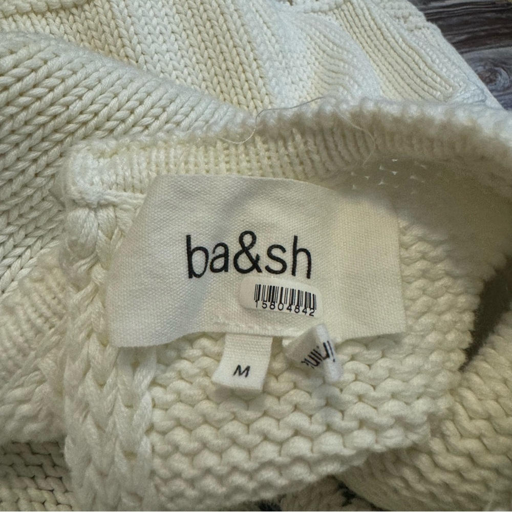 Ba&sh Miro Floral Embroidered Crochet Open Back 3/4 Sleeve Sweater Sz M - Picture 12 of 14